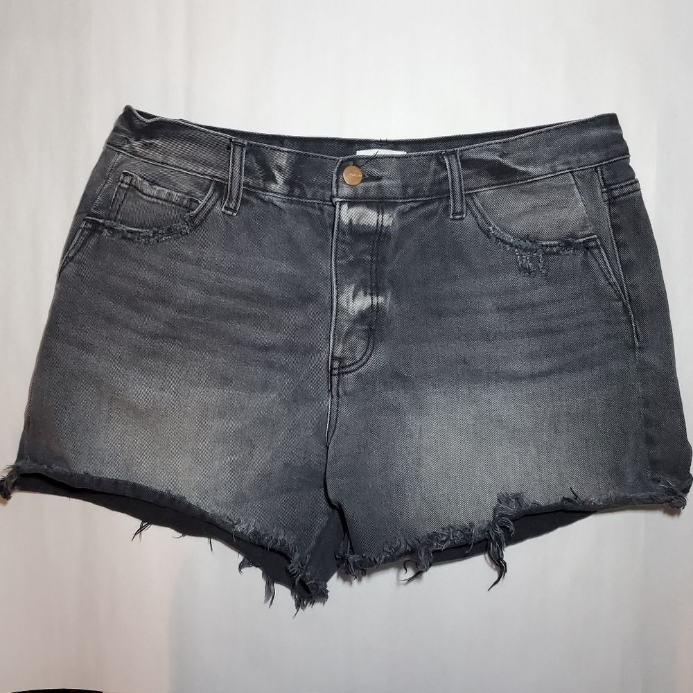 bohme Women's Washed Black Distressed Jean Shorts
